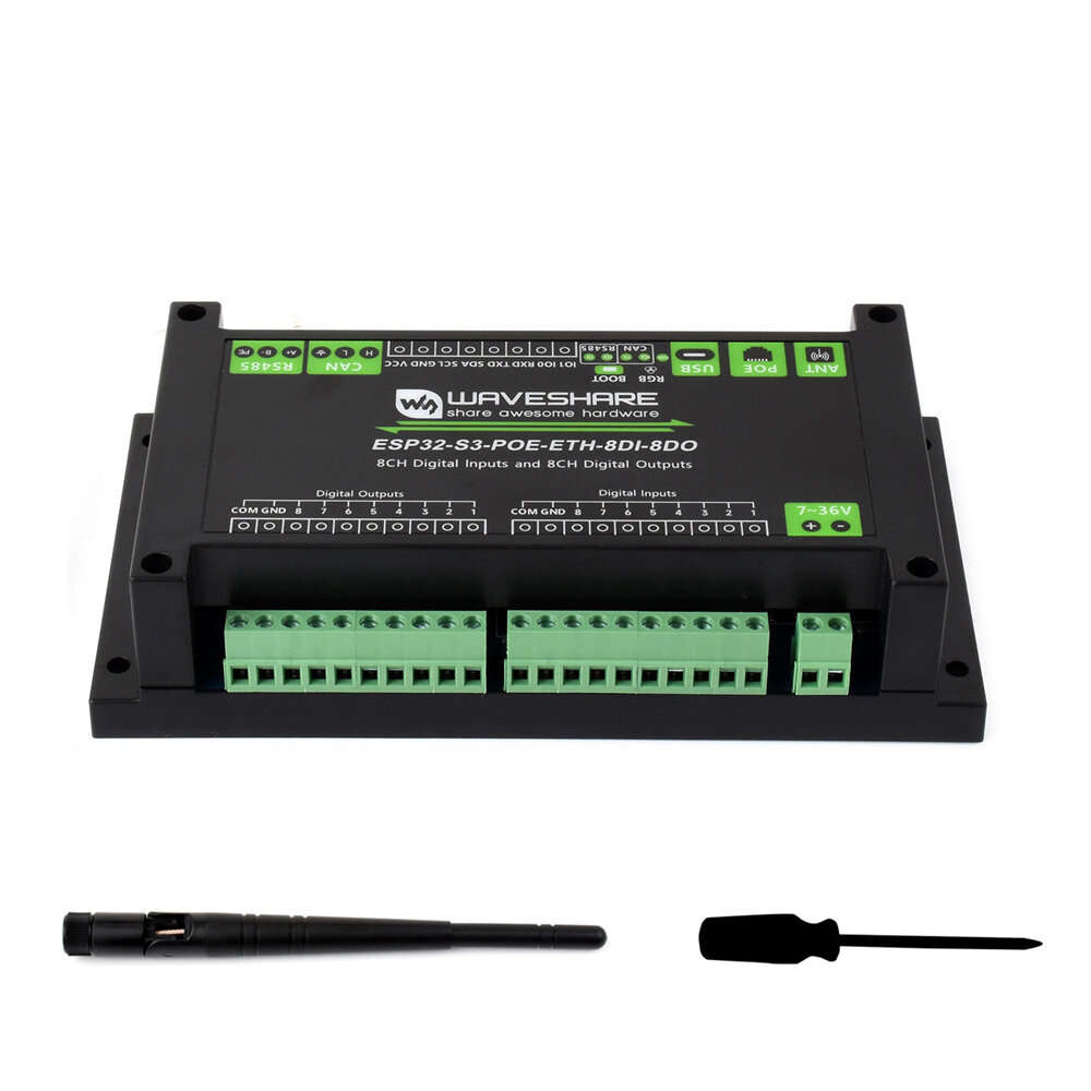 Black - ESP32-S3 Industrial Control Board 8 Channel Input Output Controller with WiFi Bluetooth CAN