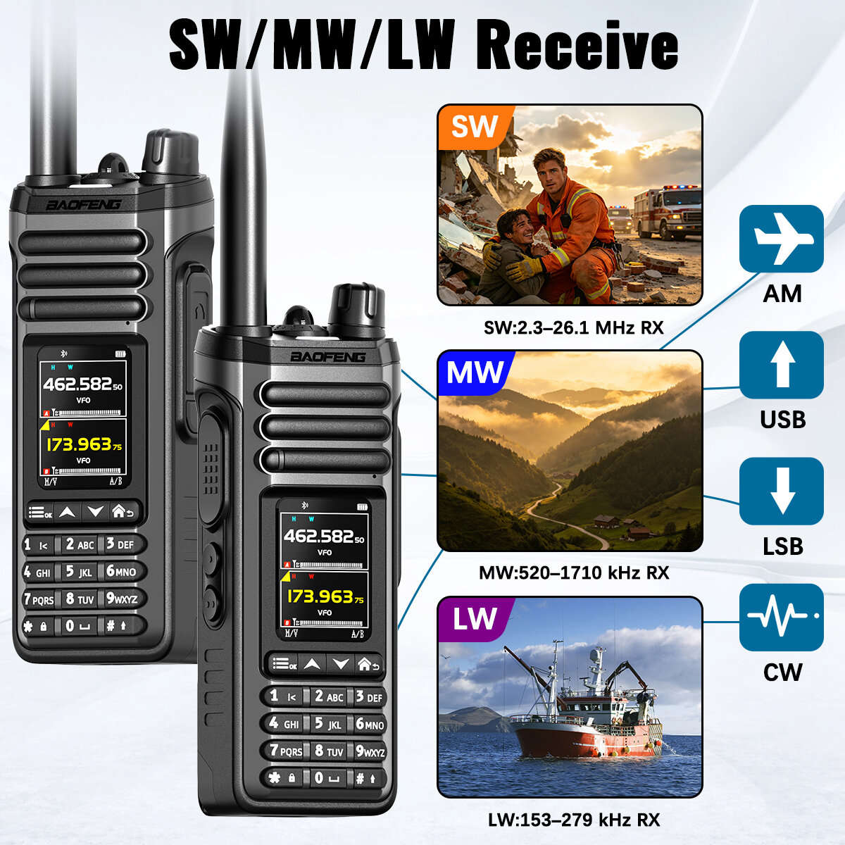 EU Plug - BAOFENG UV-36PRO 10W High Power Talkie Walkie Bluetooth Programming Dual Band Handheld 100