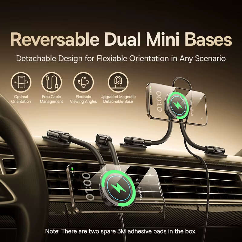 Black - Baseus PrimeTrip C03sPro 15W Magnetic Wireless Car Charger Holder for iPhone HUAWEI Strong M