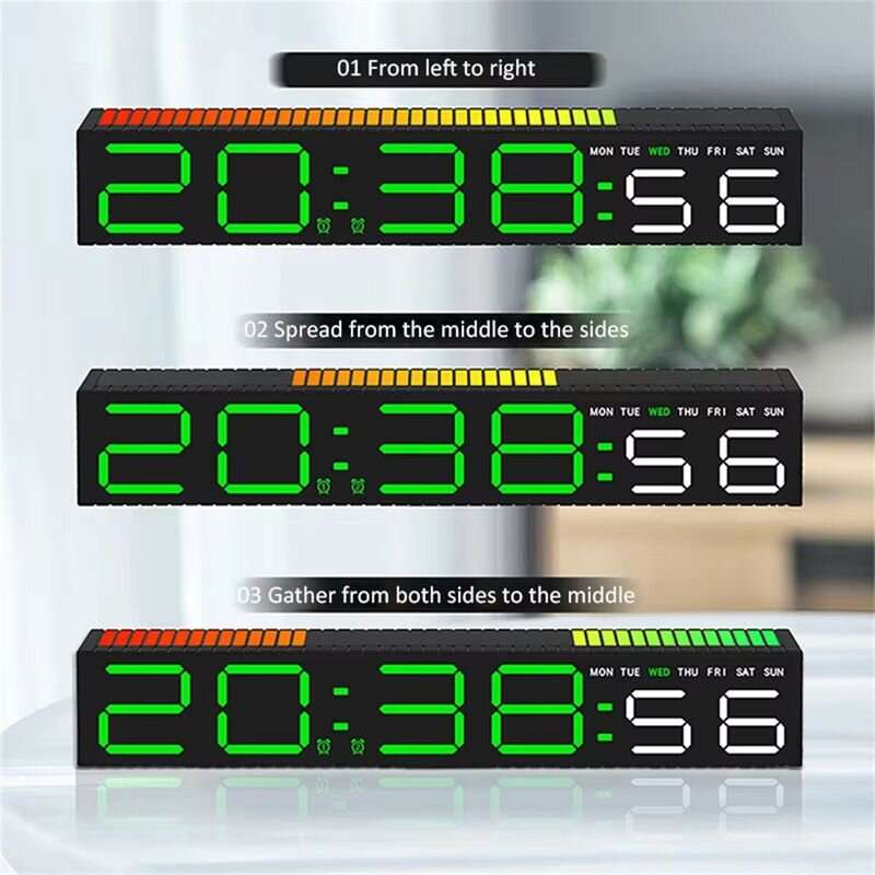 White Shell(White Light) - RGB Light Table Clock LED Alarm Clock Speaker Display Colorful 3 Levels B