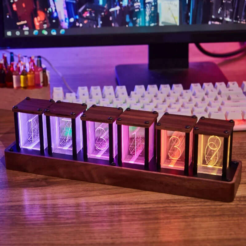 #02 - Nixie Tube Clock Vintage 16 Million RGB Electronic Table Clock Digital Led Desk Clock Home Dec