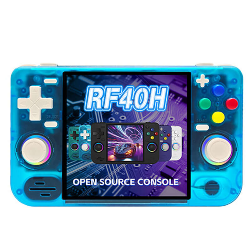 Transparent Blue - [128G] RF40H 30000+ Games Handheld Game Console 4-inch IPS Screen with RGB Joysti