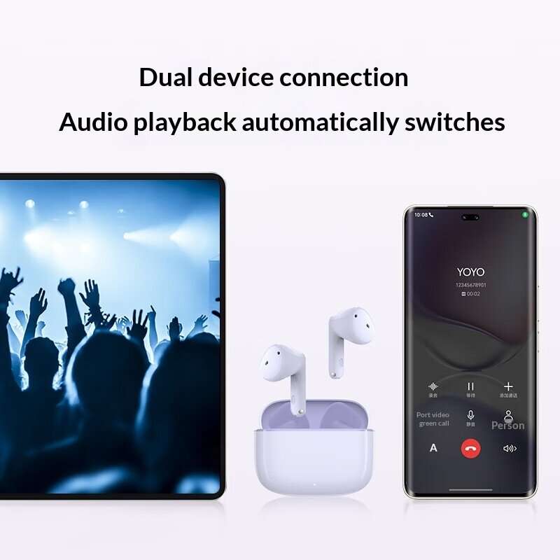 White - Honor GEG X7e Youth Edition TWS Earbuds Wireless bluetooth 5.4 Earphone 12.4mm Large Moving