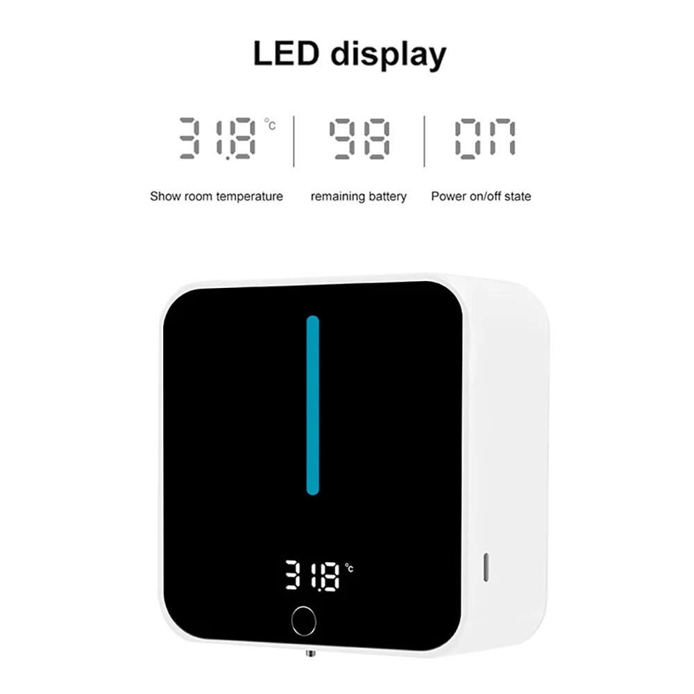 Foam - 400ML Wall Mount Automatic Foam Soap Dispenser LED Temperature Display Electric Touchless Bat