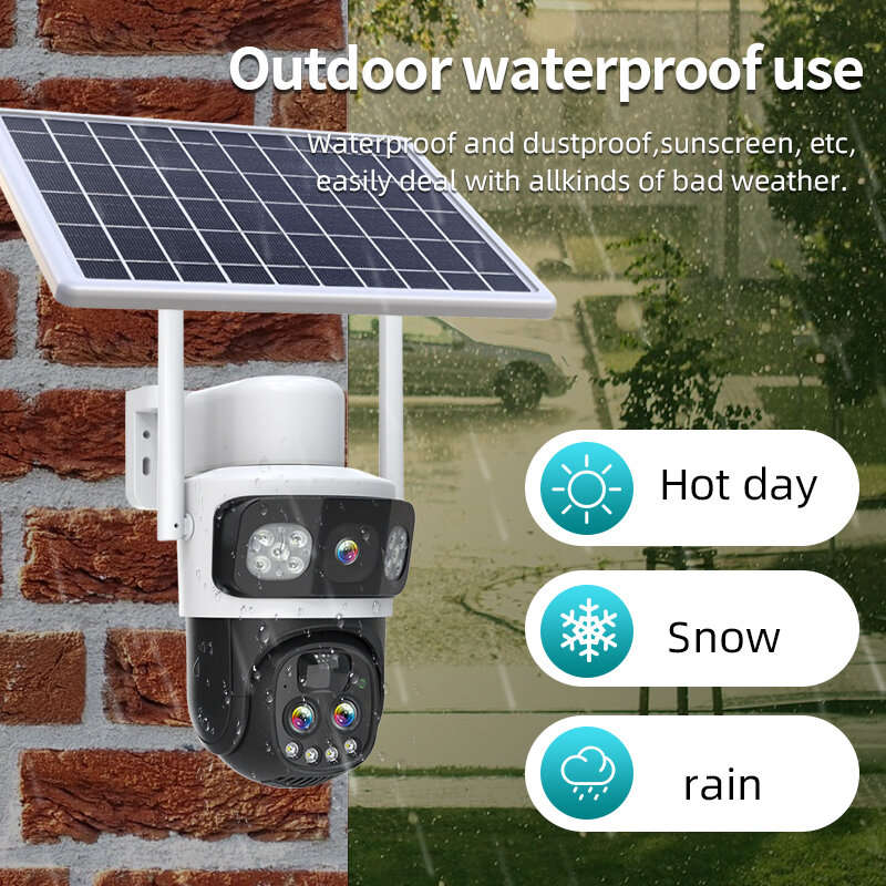 4G EU Version+Flow Card - Guudgo 2K 10X Zoom UHD Solar PTZ Security Camera with Solar Panel 360HD Co