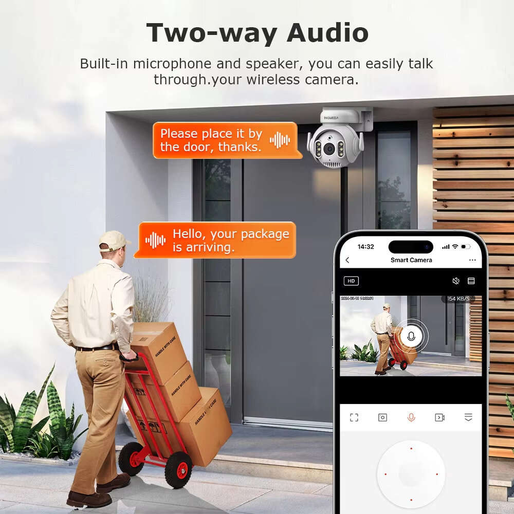 EU Plug - 5MP Tuya WiFi Security Camera 24GHz IP Camera PTZ Full Color Night Vision AI Human Recogni