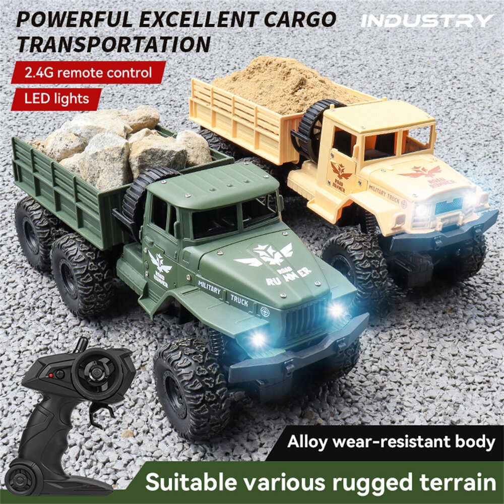 Army Green - HENGRUI 553-07/08 RTR 1/16 2.4G 4WD RC Car Military Army Off-Road Truck Heavy Transport