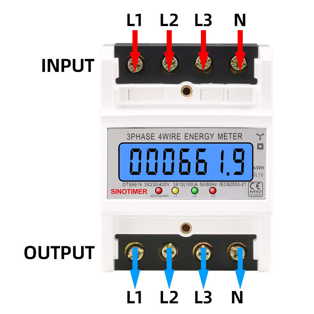 DTS6619-018 - SINOTIMER DTS6619 New Model 100A LCD Digital Display with Backlight Power Meter in Ene