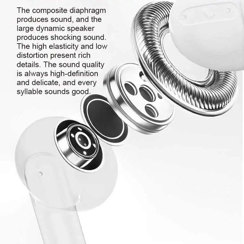White - LENOVO ERAZER XT69PRO TWS Earbuds bluetooth 5.4 Earphone 13mm Dynamic Speaker Deep Bass 24H