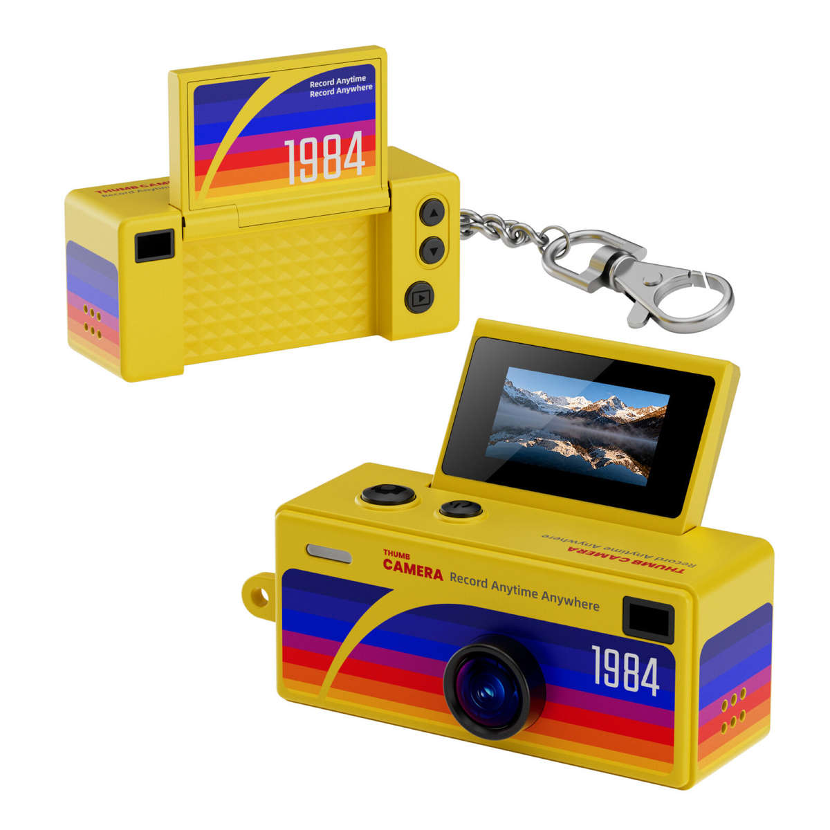 Transparent - G62 1080P HD Mini Thumb Camera with 0.96-inch Screen Flip Screen Keychain Camera Porta