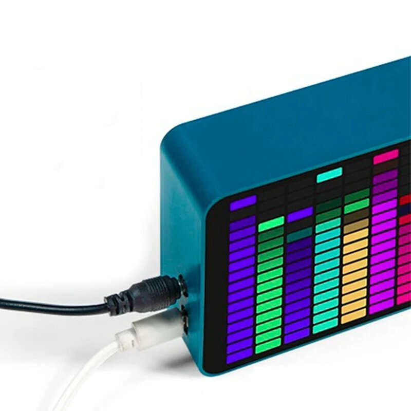Blue - Multi-color LED Music Spectrum Electronic Clock Sound Control Rhythm Light 16*24 RGB Pickup A