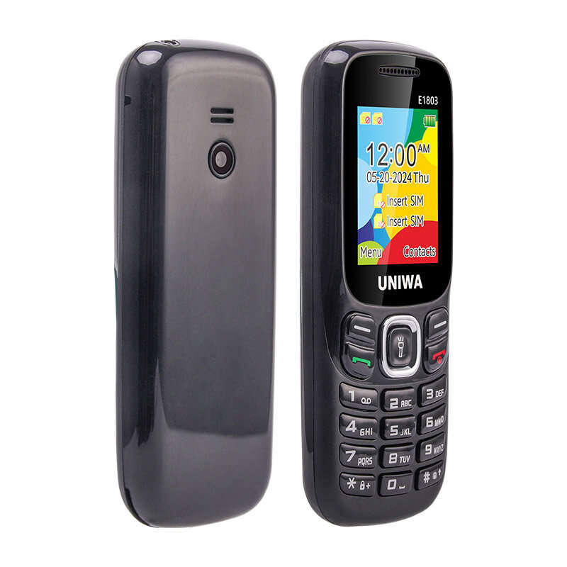 Black - UNIWA E1803 Mini 2G GSM 1.77-inch Dual SIM Dual Standby 800mAh FM Big Button LED Flashlight