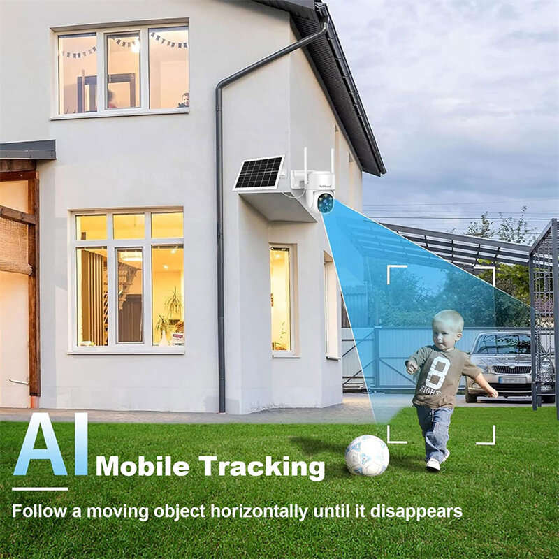 White - SriHome DH005 4MP Wireless Solar Security Camera PTZ AI Human Tracking Night Vision 5200mAh