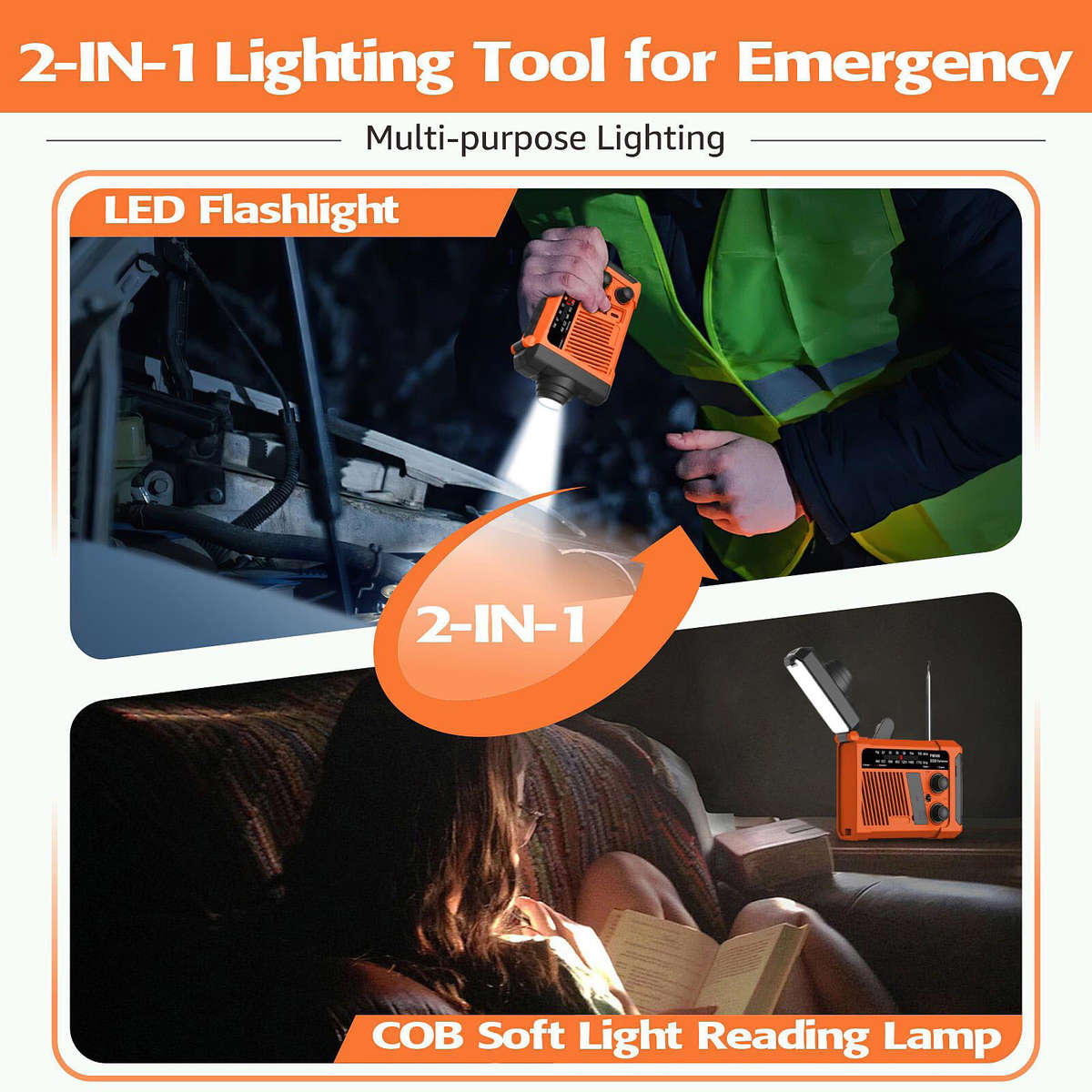 Green - IPRee TUOXIANG T-6667 Solar Powered Emergency Radio with Flashlight and Reading Light SOS Al
