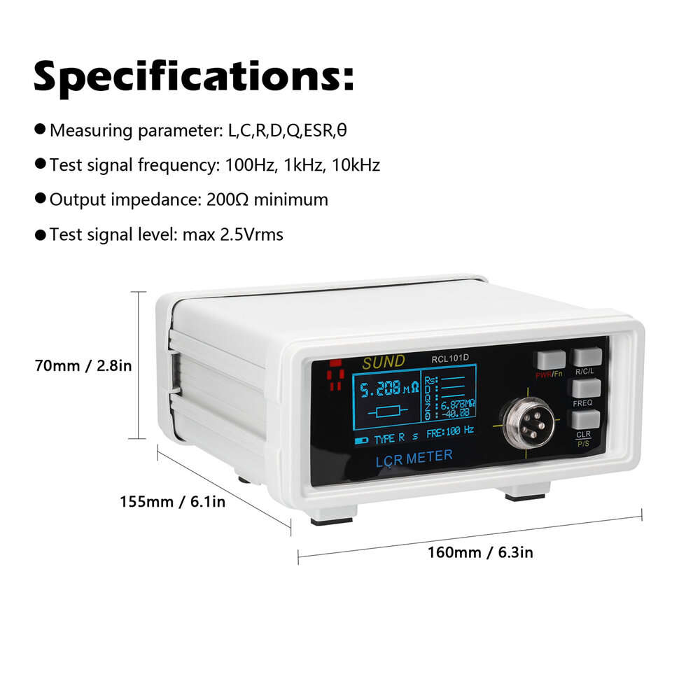 White - RCL101D Desktop Digital Bridge High Precision LCR Meter 3 in 1 Automatic Ranging Multiple Fr