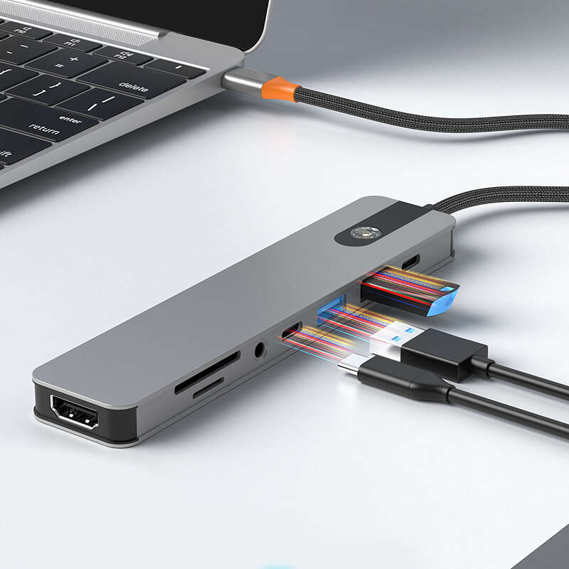 8 in 1 - 8-in-1 Type-C Docking Station USB Adapter with USB3.0*2 / Type-C 3.0 / PD100W / 4K60Hz HD /