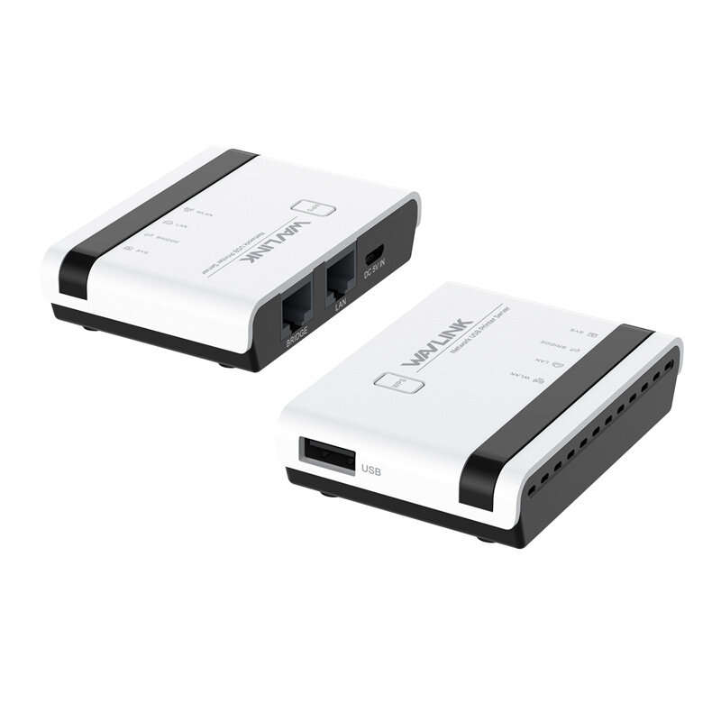 Wavlink USB2.0 Wireless Printer Server with 10/100Mbps LAN/Bridge WiFi Support Wired/Wireless/Standa