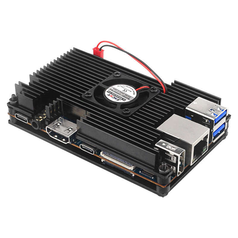 5/5B - Orange Pi 5 Aluminum Alloy Case with Cooling Fan Active Passive Cooling Radiator with Heatsin