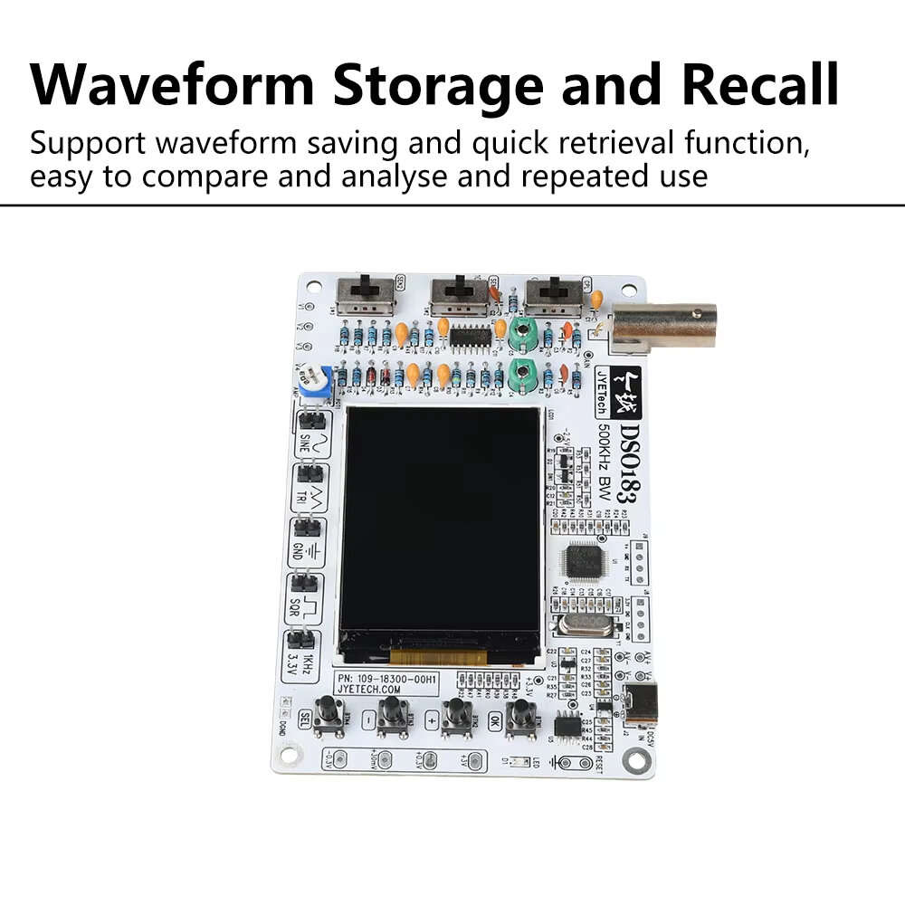 Kit - DSO183 DIY Digital Oscilloscope Kit DC 5V 500kHz 1.5Msps Built-in Signal Generator Type-C Inte