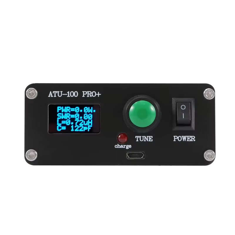 Black - ATU-100 Pro+ Automatic Antenna Tuner 1.8-30MHz HF Band 100W Peak Power USB Charging OLED Dis