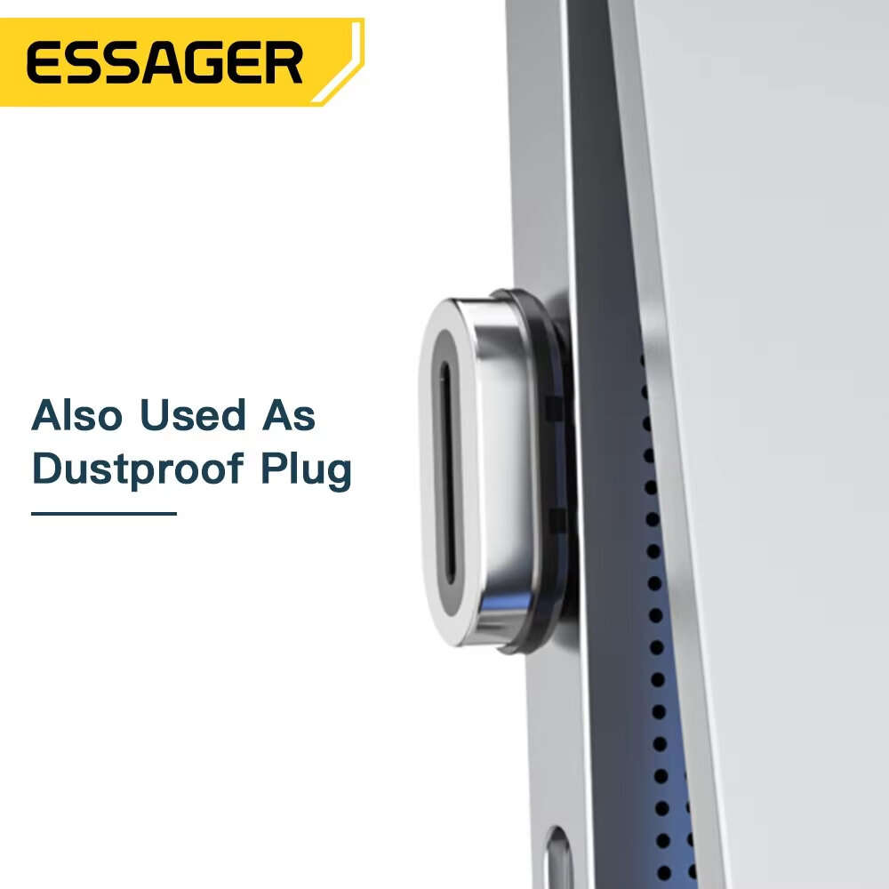 Grey - Essager ES-OTG10 PD100W Magnetic USB-C OTG Adapter Fast Charging Type-C Magnet Connector 20Gb