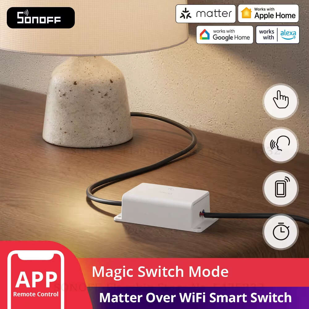 White - SONOFF Basic Gen5 Matter Over WiFi Smart Switch BASIC-1GS Matter Protocol Large Touch Surfac