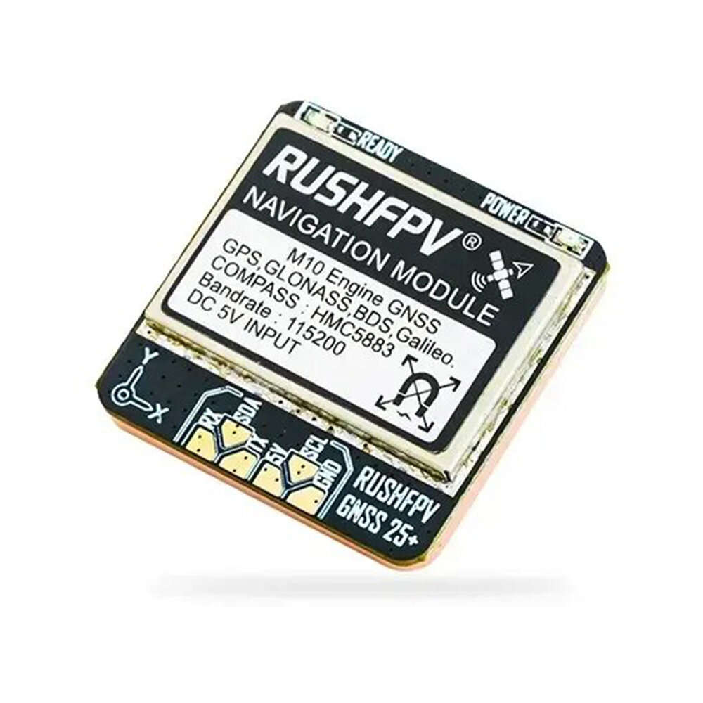 RUSHFPV GNSS PRO UBX NMEA M10 Dual Protocol GPS Module Built-in Ceramic Antenna 5883 Compass for RC
