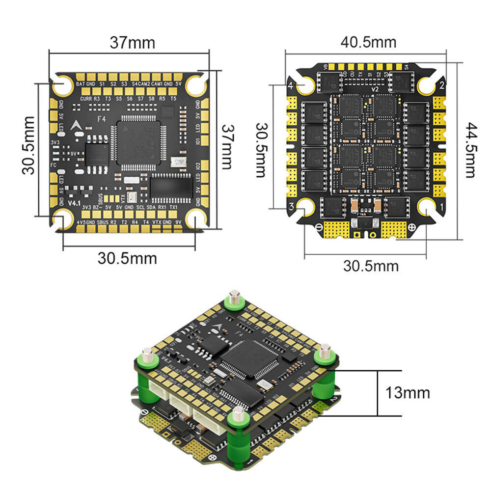 F465 V4 Stack - 30.5*30.5mm Aocoda-RC F465 V4 Stack Build-in F405 V4 Flight Controller with 5V 9V BE