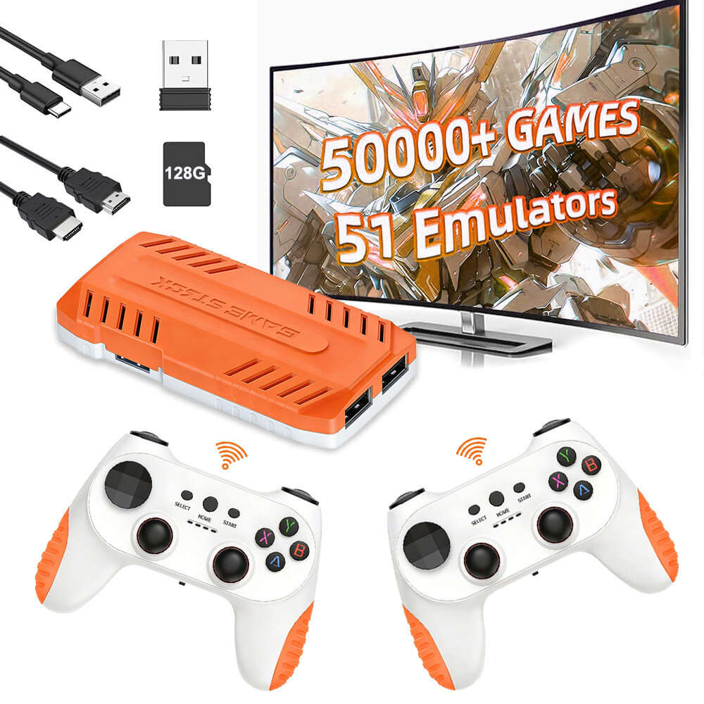 128G - [128G] X10 pro 50000+ Games TV Game Stick with Dual 2.4G Wireless Controller Support HD Outpu