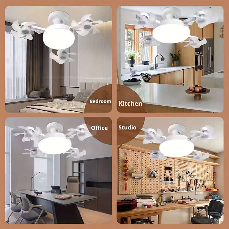 Type B - Elfeland Creative Drone-Style E27 LED Fan Light 2-in-1 Lighting & 3 Speed Fan with Remote C