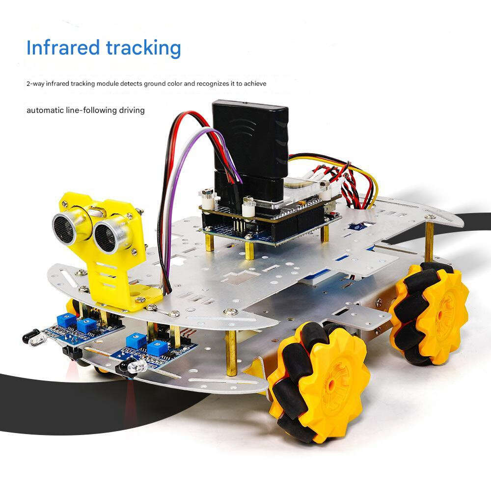 DIY Kit - 4WD Chassis DIY Intelligent Car Kit Mecanum Wheels Remote Control Ultrasonic Obstacle Avoi