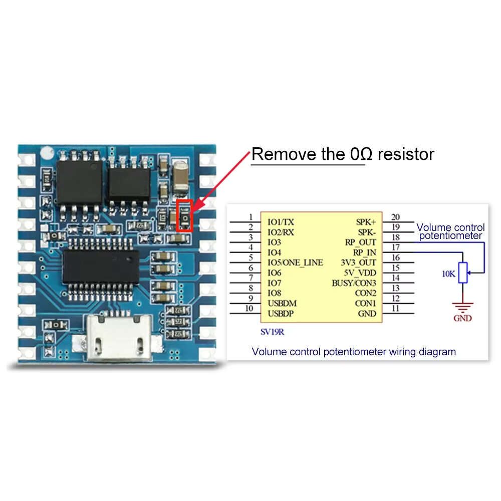 Blue - DY-SV19R 5W MP3 Player Amplifier Board USB One-for-One Control Flash Storage 32Mbit UART Play