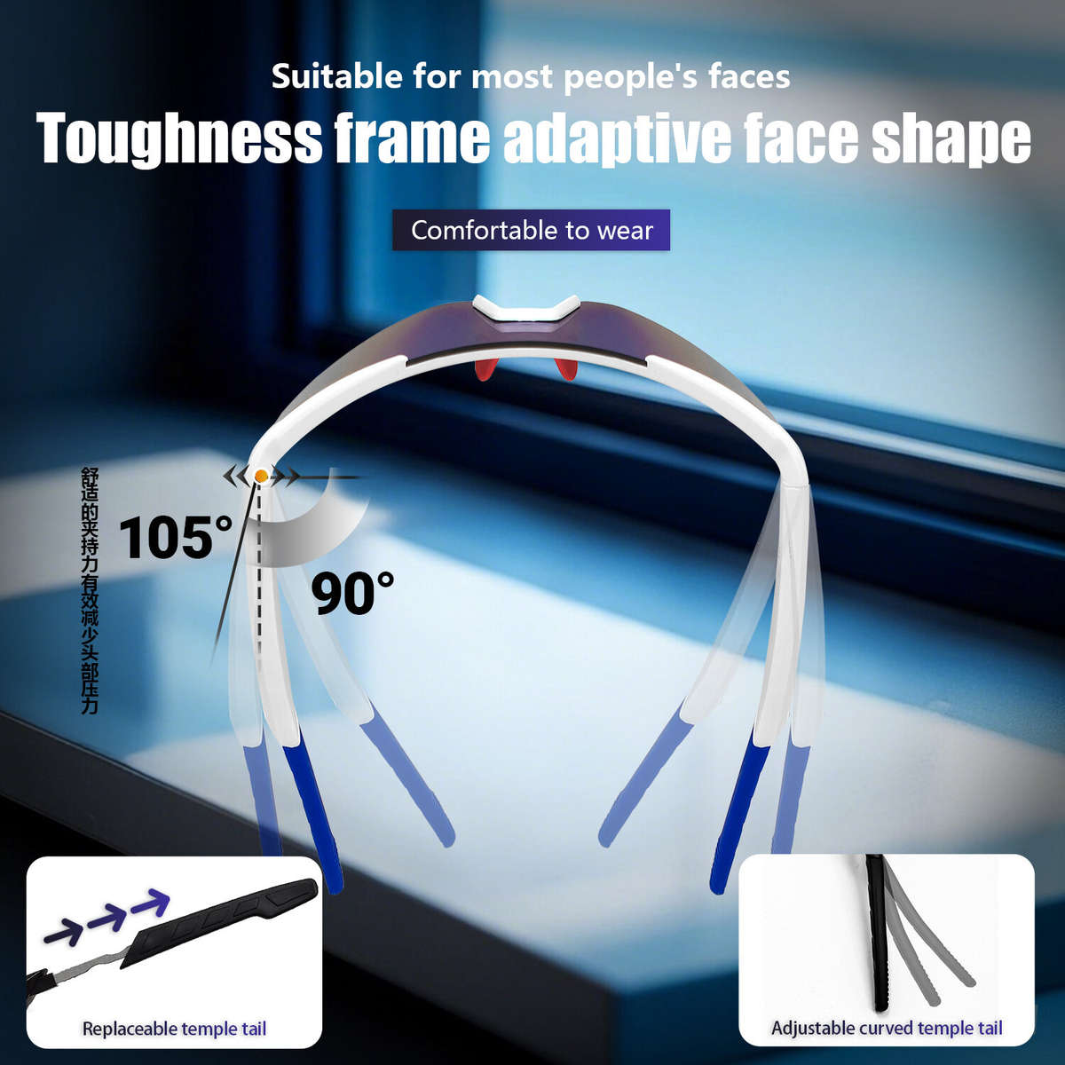 White Frame-Grey - QY-Pro2 bluetooth 5.4 Smart Cycling Glasses with AI Voice Assistant UV Protection
