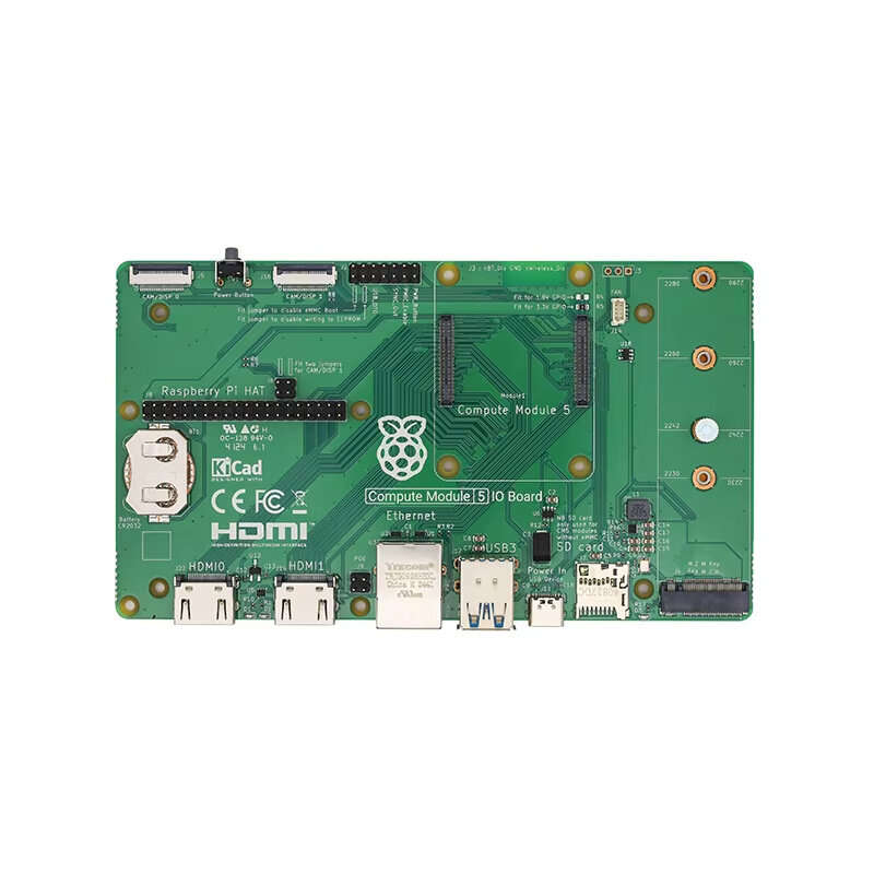 Green - Raspberry Pi Compute Module 5 IO Expansion Board CM5IO M.2M Key PCIe Socket with Rich Interf
