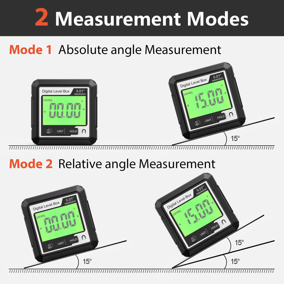 Black - 360 Digital Level Angle Gauge Mini Measuring Protractor Inclinometer with Electronic Magneti