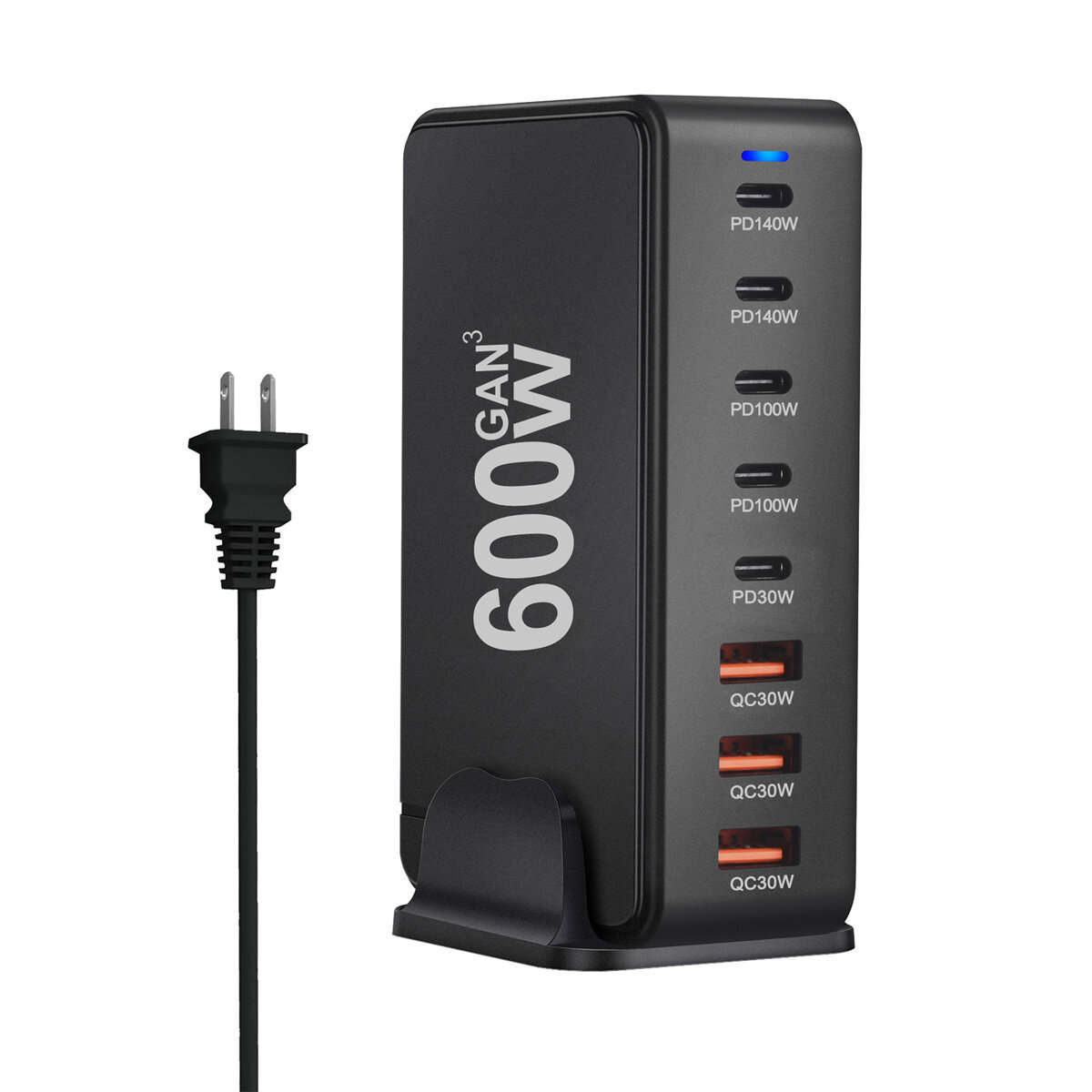 White & US Plug - [GaN Tech]Bakeey YMX-600W 600W 8-Port USB PD Charger 5USB-C+3USB-A QC PD3.1 Fast C