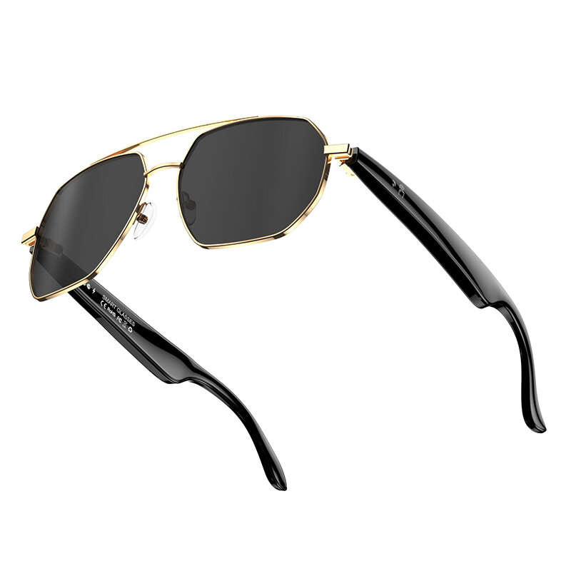 Black - W100C bluetooth AI Translator Smart Glasses Real-Time 163 Languages Translation IP67 Waterpr
