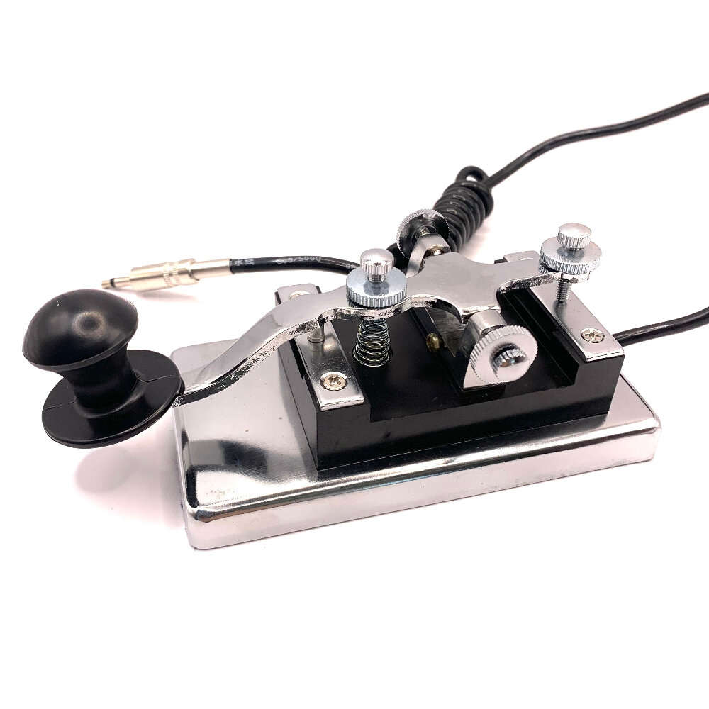Silver - K4 Morse Code Key Stainless Steel Manual CW Keyer 0.8kg Heavy Stable Design Upgraded 3.5mm