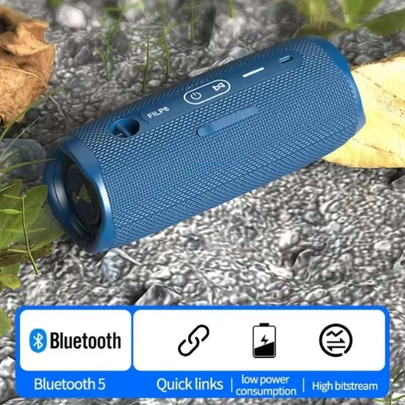 Blue - FLIP6 Wireless bluetooth Speaker Portable Speaker Dual-sided Large Horn HiFi Sound Support TF