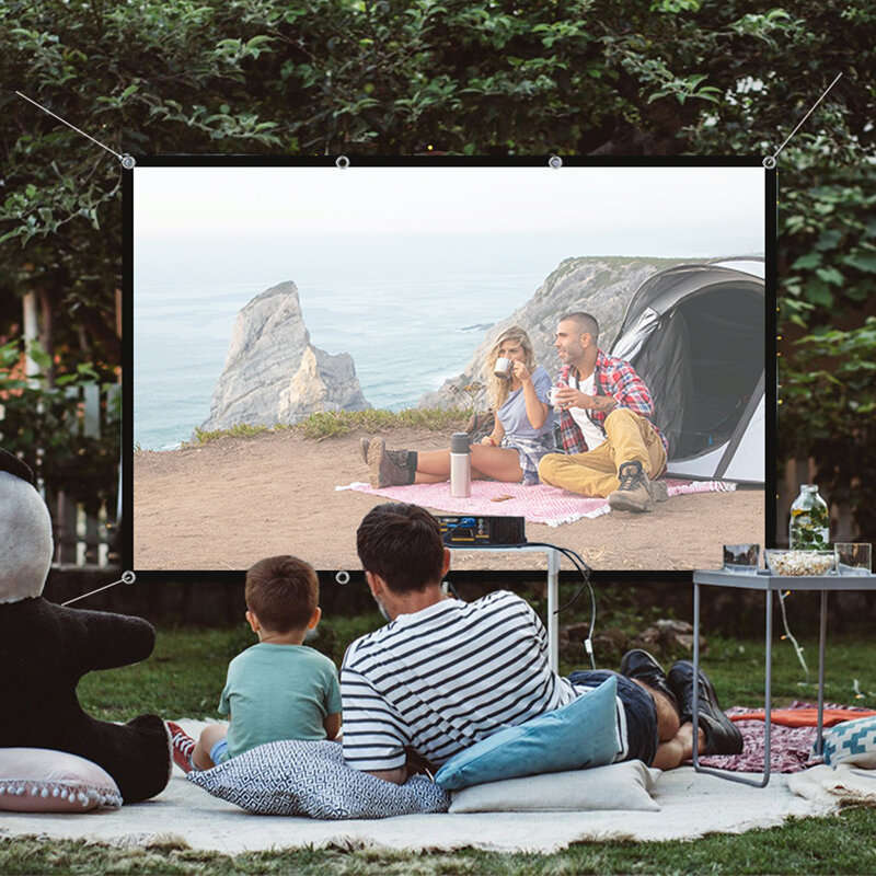 120 inch - 100/120 Inch Portable Foldable HD Projector Screen 16:9 Aspect Ratio Black Backing Outdoo