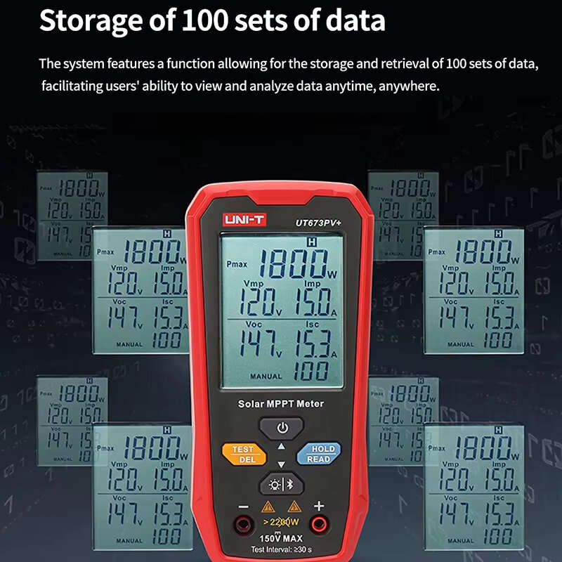 1 - UNI-T UT673PV+ 5-1800W Solar MPPT Meter PV Module Maximum Power Meter Bluetooth Photovoltaic Pan