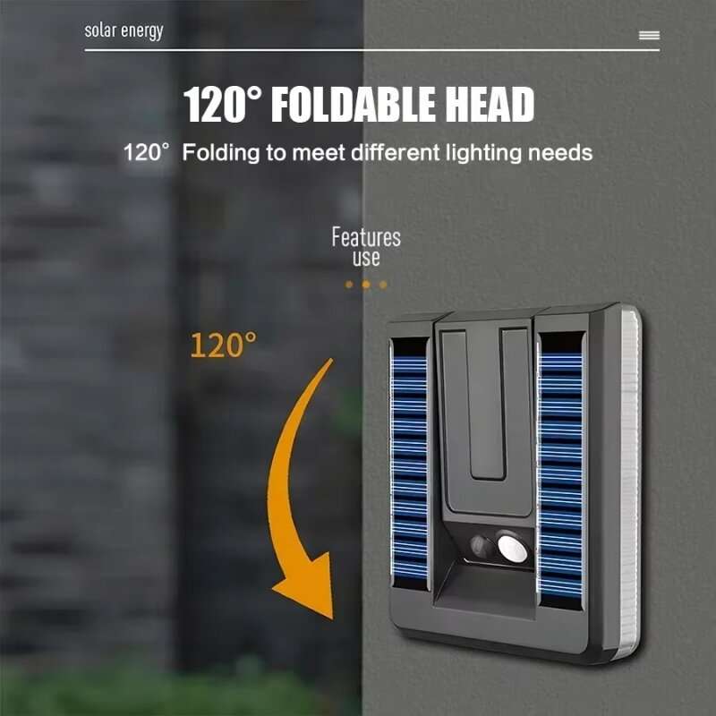 1 pc - Elfeland Foldable Solar Wall Light with 32 LEDs, Motion Sensor, 3 Lighting Modes & 120 Adjust