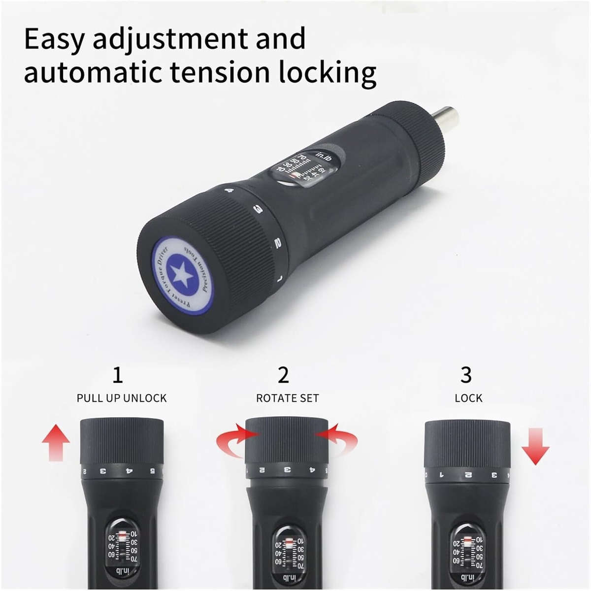 A Set - SHSIWI YSQ-70 Torque Screwdriver Adjustable 10-70 in-lb with 10 Bits 1/4 Drive Precision Too
