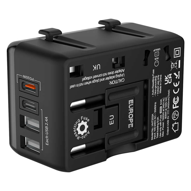 EU Plug - BlitzWolf BW-TA1 Universal Travel Adapter Plug with 4 USB EU UK US AU AC Power Charger Ada