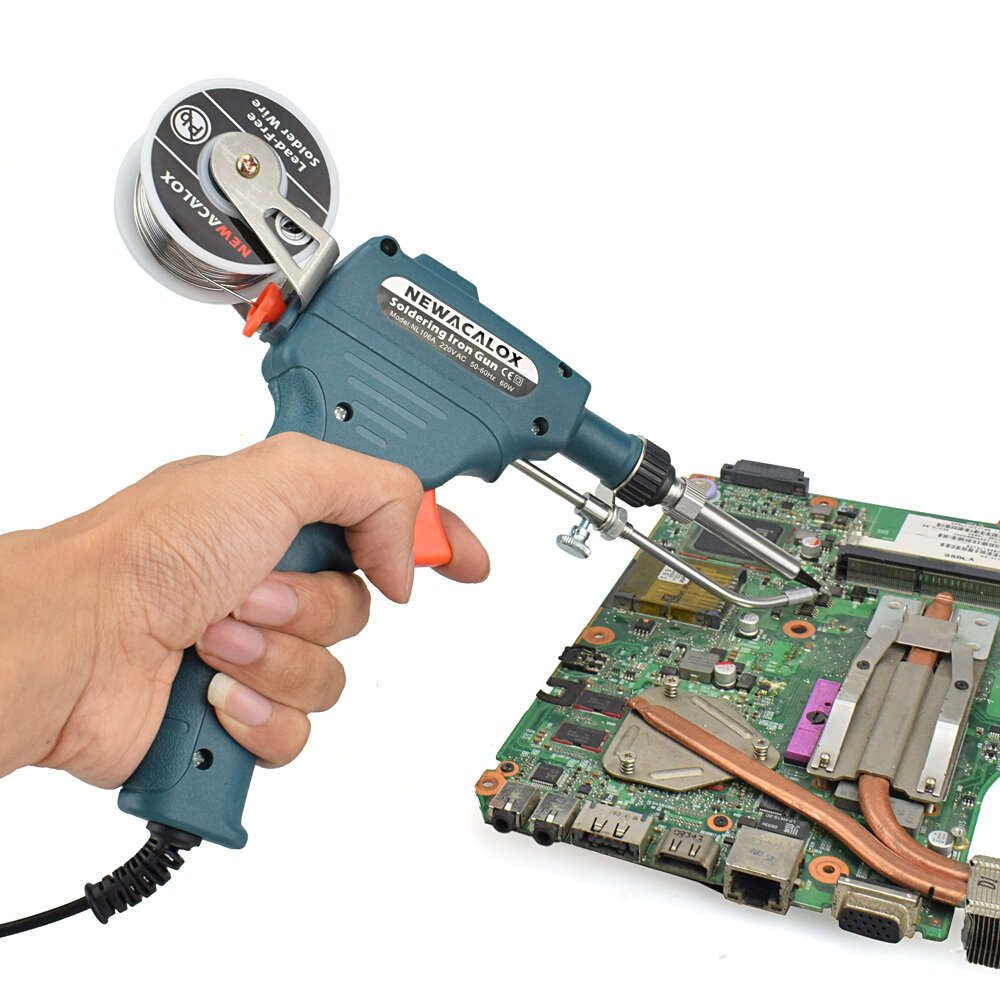 Sexy red - EU/US 60W Soldering Iron Automatic Welding Send Tin Gun Desoldering Pump for Circuit Boar