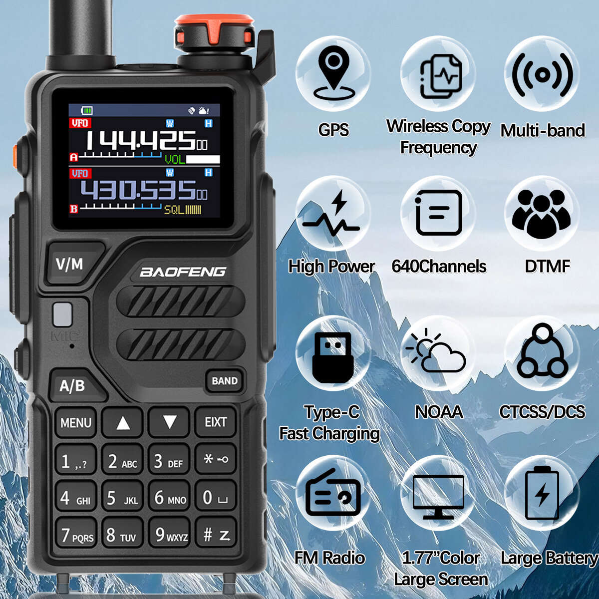 Radio+Earphone+Type-C+Frequency Writing Line - Baofeng UV-K5 Pro 10W GPS Walkie Talkie Wireless Copy