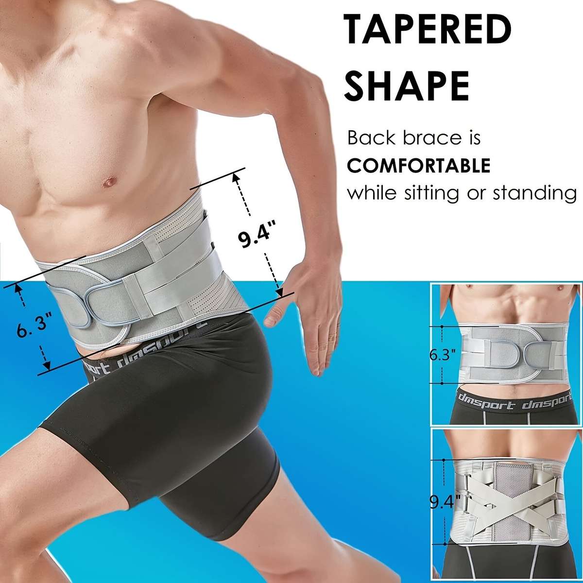 2XL - Back Support Belt Widen Comfort Anti-Skid Waist Spine Protection for Sport Injury Recovery