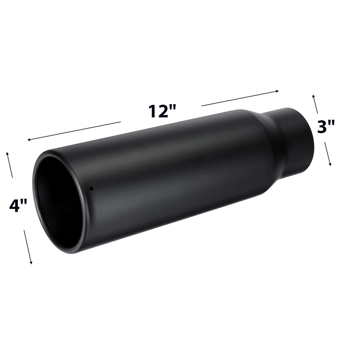 Silver - 3 Inch Inlet 4 Inch Outlet Exhaust Tip 12 Inch Length Tail Pipe Anti-Corrosive High Tempera
