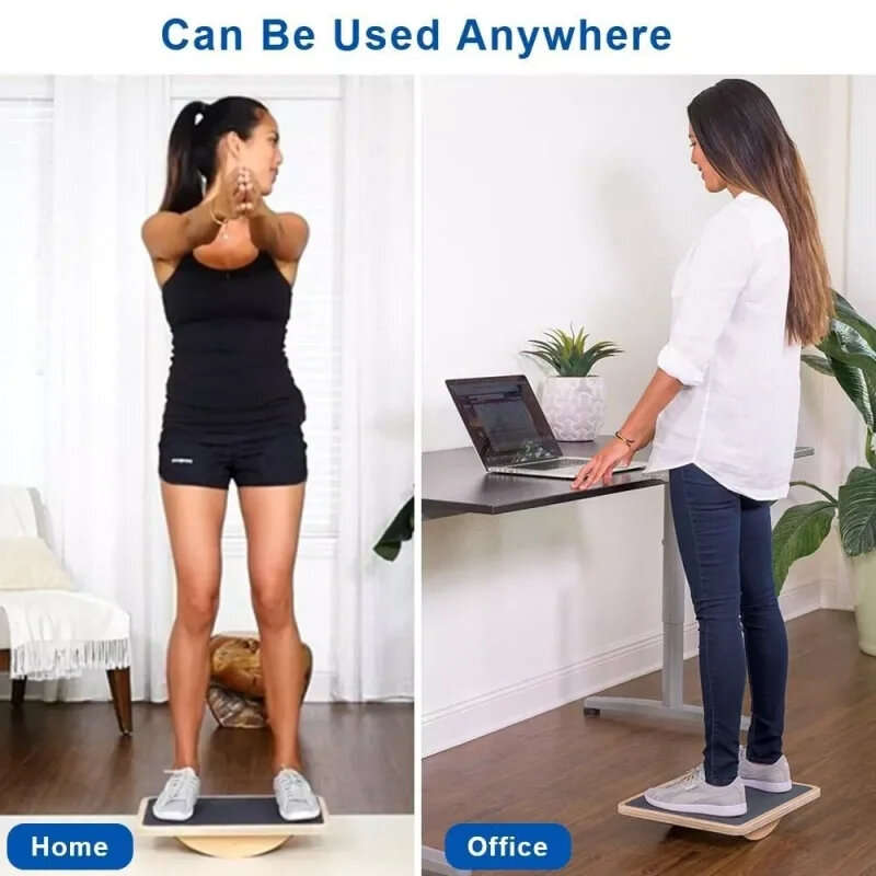 Black - KALOAD Wooden Wobble Balance Board Adult Exercises Training Balancing Rocking Board Level Tr