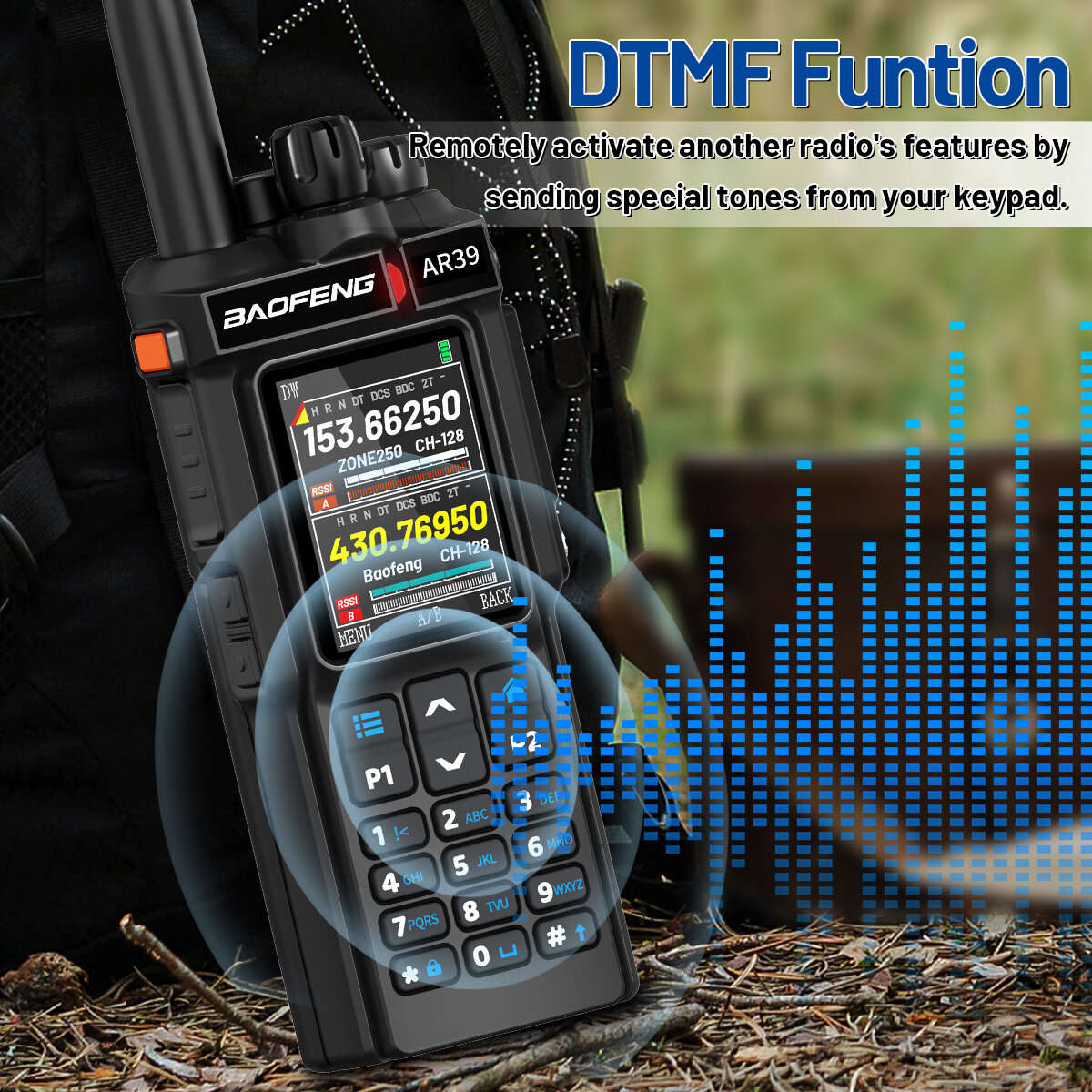 Radio+Earphone+Type-C+Frequency Writing Line - Baofeng AR-39 10W Walkie-Talkie 7-Color Font AM Long-